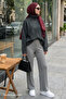 Thick Corduroy Gray Knitwear Trousers