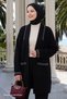 Black Knitwear Jacket with Knit and Glitter Detail - 2