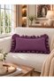 İnci Vintage Purple Ruffled Throw Pillow Cover - 4