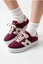 Women's Burgundy Lace-Up Thick High Sole Casual Sneaker Sports Shoes Terra - 2