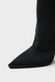 Women's Pointed Toe Heeled Boots with Gold Buckle Detail Avena Black Suede - 5