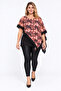 Women's Large Size Black Chiffon Cape Tunic with Viscose Undershirt 65n31536 - 6
