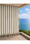Balcony Curtain Canvas Fabric - Enxboy Rainproof-thick-laced-buttoned Gray Cream