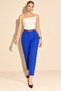 Cobalt Blue Belted Pleated Carrot Pants