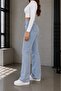 Raks Ice Snow Spanish Blue Jeans High Waist Blue Snow Wash Flare Jeans Denim Pants - 2