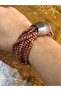 Brown Wooden Bamboo Beaded Multi Women's Bracelet - 2