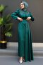 Cloak Jewelled Satin Evening Dress Emerald - 2