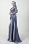 Asian Hijab Evening Dress Gray - 3