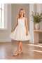 Girl's Satin Square Neck Puffy Short Tulle Party Dress