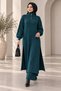 Women's collar, zippered, side slit, tunic, pants set - 4