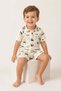 Boy's Shirt Collared Buttoned Shorts Pajama Set 100% Cotton Work Machine Patterned 2-10 Years Old - 2