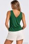 Women's Green Front and Back V-Neck Basic Viscose Blouse - 3