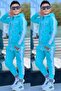Boy's Scuba Potential Thick Striped Hooded Diving Fabric Tracksuit Set Esf7026