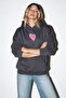 Women's Oversize Sweatshirt Hoodie No Fear Printed Smoked-3 Thread Yarned Fleece, with Pockets - 4