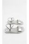 Mi̇a028-3011 Genuine Leather Women's Daily Comfortable Silver Holiday Sandals - 6