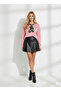 Women's crew neck soft touch long sleeve sweatshirt with cotton lining and scarf detail