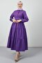 Standard Collar Buttoned Dress Purple - 2