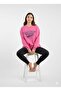 Women's Three Thread Sh Fleece-Lined Sweatshirt with Denim and Button Detail on the Back B Printed Crew Neck Sweatshirt - 2