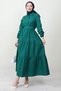 Standard Collar Buttoned Dress Emerald - 3