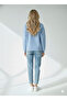 Women's crew neck scarf-lined sweatshirt with cotton interior, soft texture, and embroidered long sleeves. - 3