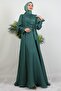 Bow Detail Silk Evening Dress Dark Mint