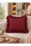 İnci Vintage Burgundy Ruffled Throw Pillow Cover 1 Pc