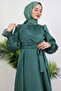 Bow Detail Silk Evening Dress Dark Mint - 5