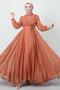 Cross Front Chiffon Dress Salmon - 3