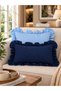 İnci Vintage Ruffled Navy Blue Throw Pillow Cover 1 Pc - 8