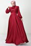 Milanda Hijab Evening Dress Claret Red - 2