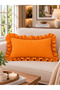 İnci Vintage Orange Ruffled Throw Pillow Cover 1 Pc - 2