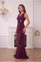 Women's Double Breasted Collar with Flounces on the Front and Gold Stones, Plum Color Women's Evening Dress, Graduation Dress - 3