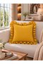 İnci Vintage Ruffled Mustard Yellow Throw Pillow Cover 1 Pc - 3