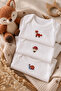 Forest 3-Piece 100% Cotton Embroidered Baby Body Set - 3