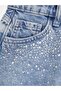Rhinestoned denim shorts - 4