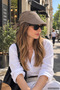 Women's Visor Hat – Bandana Model Summer Cap with Back Tie (Hijab Compatible) Dark Beige - 3