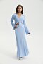 Blue Corded Viscose Blended Skirted Knitwear Set - 2