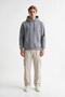 3 İp Men's Gray Hooded Casual Sweatshirt with Kangaroo Pocket - 5