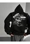 Black Veni Vidi Vici Sweatshirt - Printed Oversize Hoodie with Embroidery - 3