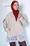 Stone Rose Bead Embroidered Hooded Hijab Cap - 5