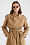Oversized Water-Repellent Trench Coat with Cape and Epaulet Detail Kamel 6897 - 5