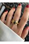 Gold Steel Anti-Tarnish Black Stone Ring - 4