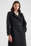 Reglan Sleeve Trench Coat with Epaulet and Cape Detail, Water Repellent, Black 6898 - 6