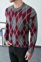 Men's Diamond Patterned Oversized Fuzzy Sweater