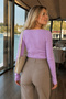 Women's Lilac Square Collar Lycra Knitwear Blouse Arm-26K069002 - 2