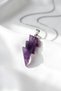 Amethyst, Pink Quartz Natural Stone Pendant Lightning Design Necklace - 2