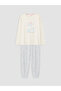 Özmarka New Season Blue Crew Neck Printed Women's Pajama Set - 5