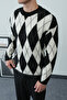 Men's Diamond Patterned Oversized Fuzzy Sweater