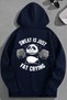 Unisex 3 Thread Cotton Navy Blue Fatcrying Print Loose Fit Sweatshirt Hoodie