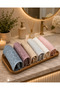 6-Piece by İdo Partial Velvet Boxed 100% Cotton Hand and Face Towel Set 50 X 90